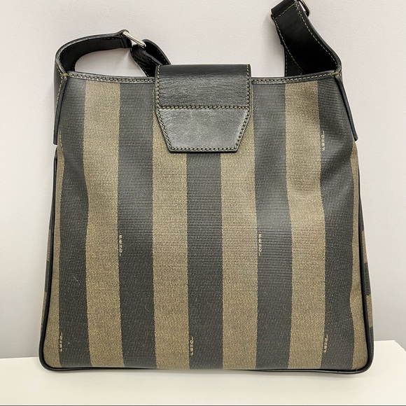 ❤️SOLD❤️ Vintage Fendi Pequin Shoulder Bag Black and Brown Striped Fabulous - Picture 7 of 13